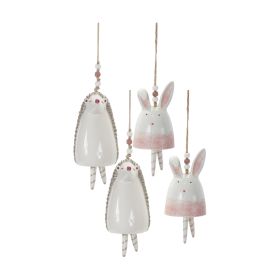 Bunny/Hedgehog Bell (Set of 4) 4.75"H, 7"H Stoneware