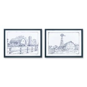 Barn Print (Set of 2) 15.75"L x 12"H MDF/Paper