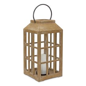 Lantern 8.75"D x 22.5"H Wood/Glass