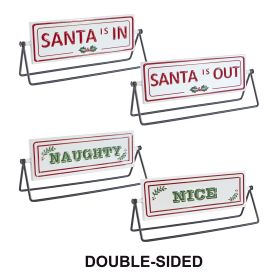 Reversable Santa Sign (Set of 2) 12.75"L x 4.75"H Iron