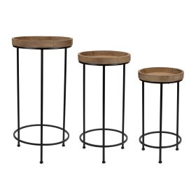 Modern Round Wood Accent Tables (Set of 3) 10.5"D x 20.75"H, 12.25"D x 25.25"H, 14.25"D x 28.75"H Unique Architectural Touch