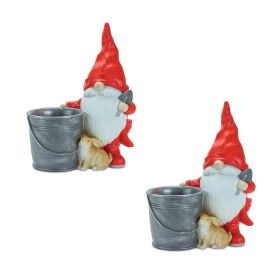 Gnome w/Pail and Bunny (Set of 2) 8.25"L x 11.25"H Resin