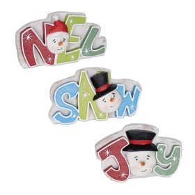 Joy/Snow/Noel Sign (Set of 3) 7"L x 4.25"H Resin