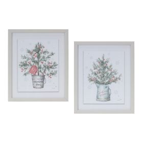 Pine In Pot and Pitcher Frame (Set of 2) 10"L x 11.75"H Plastic/MDF