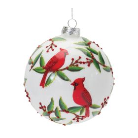 Cardinal Ball Ornament (Set of 6) 5"D Glass