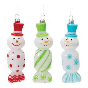 Candy Snowman Ornament (Set of 12 6.25"H Glass