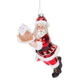 Santa w/Gingerbread (Set of 6) 6.5"H Glass Ornaments