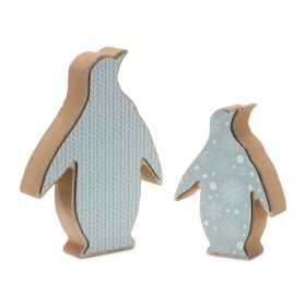Penguin (Set of 2) 6"H, 8"H Wood