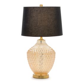Table Lamp 28.5"H Metal/Glass/Linen Max 60W