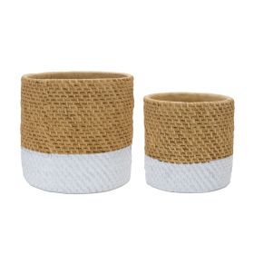 Pot (Set of 2) 7.5"D x 7.25"H, 9.5"D x 9"H Cement