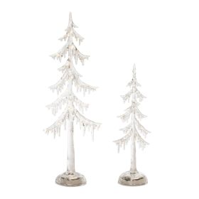 LED Tree (Set of 2) 12"H, 18"H Acrylic 3 AAA Batteries Not Included