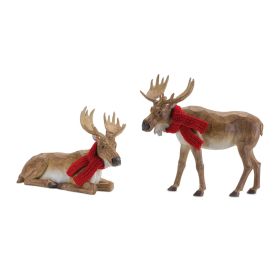 Moose  (2 Asst) 7"H, 9.5"H Resin/Knit Fabric