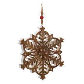 Snowflake Ornament (Set of 4) 10"H Wood