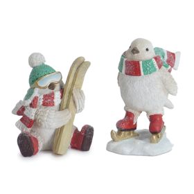 Bird w/Skis & Skates (Set of 6) 5.25"H Resin