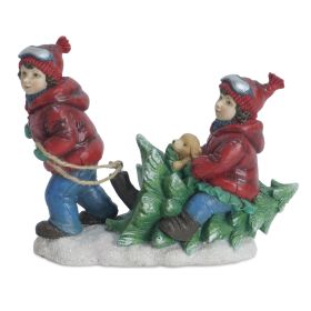 Kids w/Tree (Set of 2) 6.5"H Resin