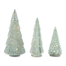 LED Tree (Set of 3) 7.25"H, 9.5"H, 11.5"H Glass 3 AA Batteries Not Included 6 Hr Timer