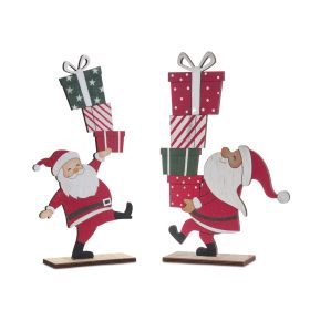 Santa w/Presents (Set of 2) 12"H Wood