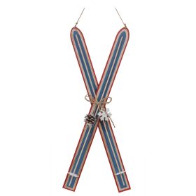 Ski Ornament (Set of 2) 22"H Wood/Jute