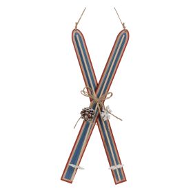 Ski Ornament (Set of 2) 15.5"H Wood/Jute