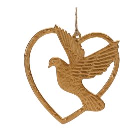 Heart and Dove Ornament (Set of 12) 4.5"H Aluminum