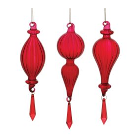 Drop Ornament (Set of 3) 7.5"H Glass