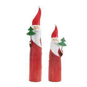 Santa (Set of 2) 13.25"H, 18"H Wood/Iron