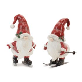 Santa on Skis and Skates (Set of 2) 6.25"H, 6.75"H Resin