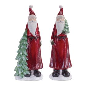 Santa w/Tree (Set of 2) 11.25"H Terra Cotta