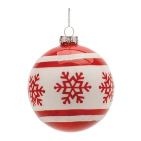 Ball Snowflake Ornament (Set of 6) 4"D Glass