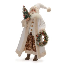 Santa w/Tree and Wreath 21.5"H Polyester/Resin