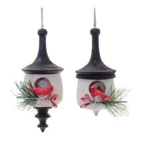 Ornament w/Cardinal (Set of 6) 4.75"H, 5.5"H Wood