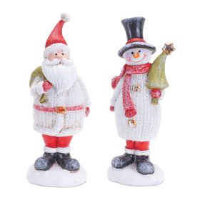 Santa and Snowman (Set of 6) 6.5"H Resin