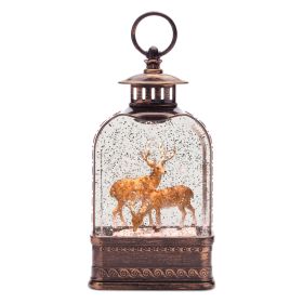 LED Snow Globe w/Deer 11"H Plastic 3 AA Batteries Not Included/USB Cord Included 6 Hr Timer
