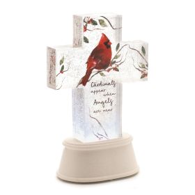 LED Cross w/Cardinal 8.5"H Plastic 3 AA Batteries Not Included/USB Cord Included 6 Hr Timer