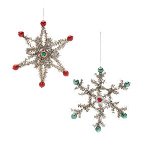 Tinsel Snowflake Ornament (Set of 12) 5.5"H Plastic/Tinsel