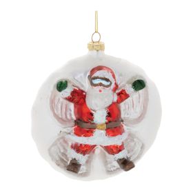 Santa/Snow Angel Ball Ornament (Set of 6) 4"D Glass