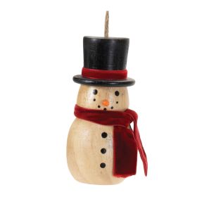 Snowman Ornament (Set of 12) 4"H Wood/Fabric