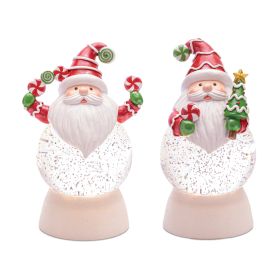 LED Snow Globe w/Santa (Set of 2) 7.5"H Plastic 3 AAA Batteries Not Included/USB Cord Included 6 Hr Timer