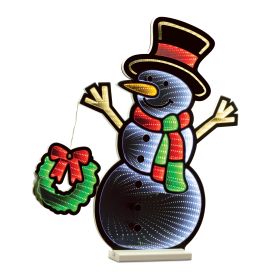 Snowman w/Wreath Ekkolight 23.5"H Acrylic UL Plug