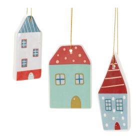 House Ornament (Set of 12) 3.5"H Ceramic