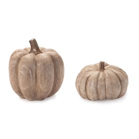 Pumpkin (Set of 2) 8.5"D x 5"H, 8.5"D x 8.5"H Resin