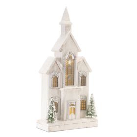 LED Church 10.75"L x 22"H Wood 3 AA Batteries Not Included/USB Cord Included