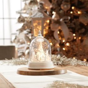 LED Rotating Globe w/Santa and Sleigh 8.5"H Plastic 3 AA Batteries Not Included/USB Cord Included 6 Hr Timer