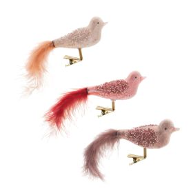 Bird Ornament (Set of 12) 6"L x 2"H Glass