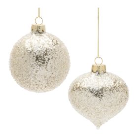 Ball Ornament (Set of 12) 3"D, 3.5"H Glass