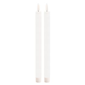 FIA Wick Taper Candle (Set of 2) WHITE 11"H Wax/Plastic 2 AAA Batteries Not Included