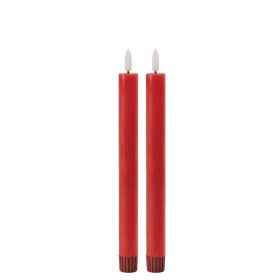 FIA Wick Taper Candle (Set of 2) RED 9.5"H Wax 2 AAA Batteries Not Included