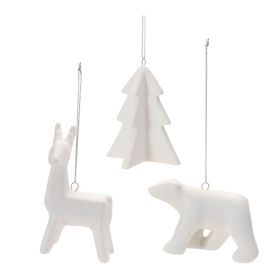 Deer/Bear/Tree Ornament (Set of 6) 2"H, 3.25"H, 3.5"H Ceramic