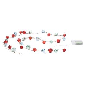 LED Sleigh Bell Garland (Set of 2) 36"L Iron 3 AA Batteries Not Included