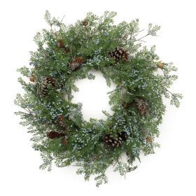 Mixed Juniper Wreath 26"D Plastic